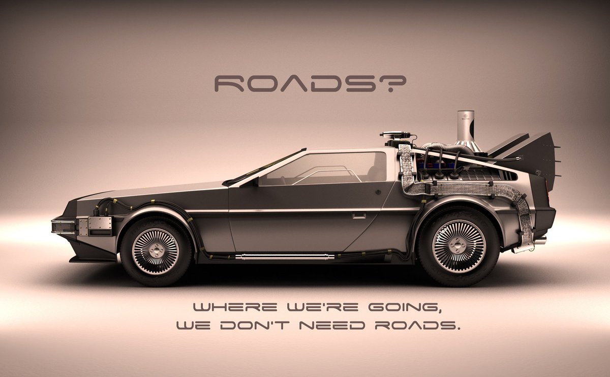 VerityWarne's tweet photo. "Where we're going we don't need roads". Back to the Future makes an unexpected appearance at #sidasciencedays2019 https://t.co/Gt75rbVwIE