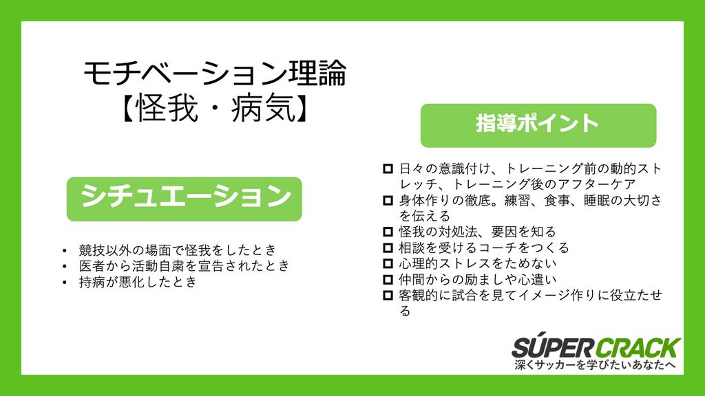 ট ইট র スペクラ スペインから発信するサッカーメディア モチベーションdownの要素 怪我 病気 怪我や病気 は 離脱感による向上心の喪失に繋がります 身体はスポーツ選手の資本です では 指導者としてどんなアプローチ方法があるのでしょうか 今回は