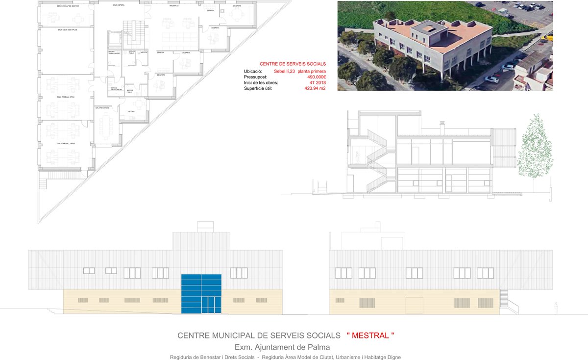 🆕La Junta de Govern aprova la licitació de les obres del nou centre de serveis socials de #SonXigala ➡️El pressupost de licitació és de 596.714,73€ i prové de la Llei de Capitalitat

🏢El centre ocuparà la 1a planta i atendrà a una població potencial de 68.000 persones 👨🏻‍🦳👱🏽‍♀️👶🏿👧🏻