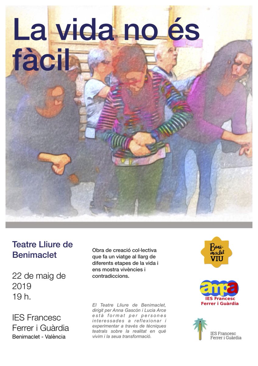 BenimacletViu's tweet photo. Aquesta vesprada #teatrelliurebenimaclet #lavidanoesfacil https://t.co/tAvTAPo2KQ