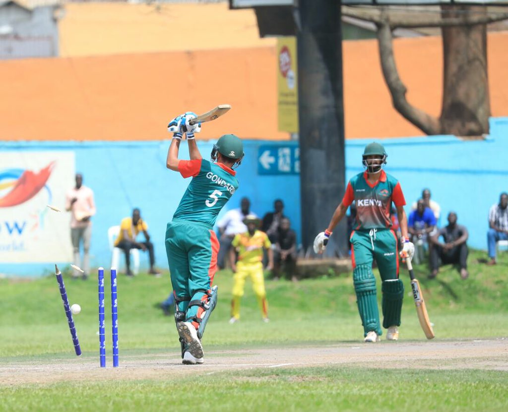 icc_africa's tweet photo. The Kenyan duo of Obuya and Karim seem to have heeded the call from the stands as they get 9 runs from that over. @CricketKenya 56/2 #ICCT20WCQA #KENvUG #ICCAfrica https://t.co/mHOH1VYxf3