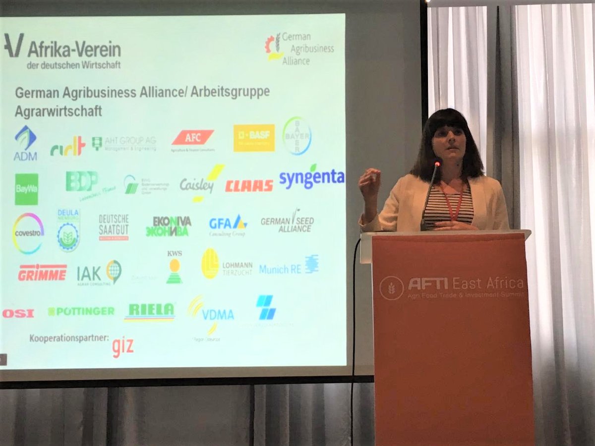 Anna Rainer, Manager German Agribusiness Alliance (GAA), is representing Afrika-Verein and GAA and moderating a panel on alternative and #innovative #agribusiness financing and lending at the Agri Food Trade &amp; Investment Summit #AFTIEASTAFRICA in #Nairobi, Kenya. <a href="/AFTIgobal/">AFTI</a>