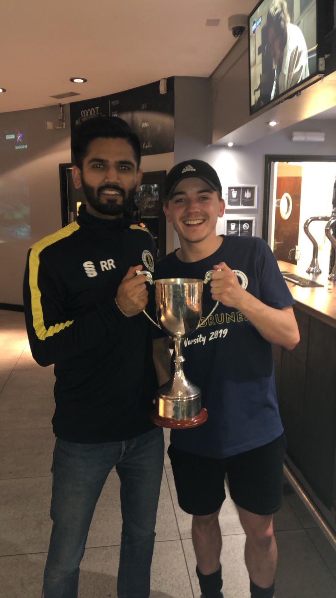 My favourite <a href="/TeamBrunel/">TeamBrunel</a> picture of the year is this one!

Lifting the Varsity trophy with Mr President after smashing <a href="/stmaryssu/">St Mary's SU</a>’s 27-8 🥊💪🏼 #betterlucknexttime #dominant