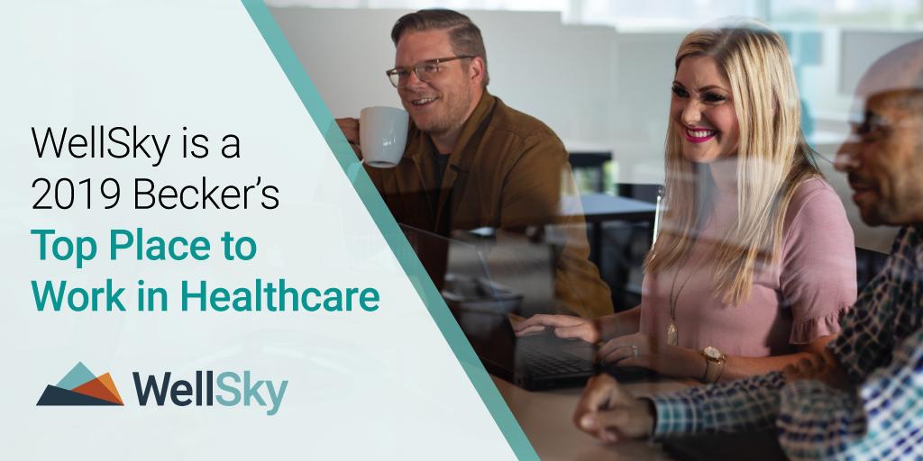 WellSkyHealth's tweet image. WellSky is named a @BeckersHR Top Place to Work in Healthcare for 2019. What truly makes WellSky a top place to work is our people.   

It’s their passion, teamwork, and innovation that drives increased wellness across our communities. Read more: bit.ly/2JSJRLq