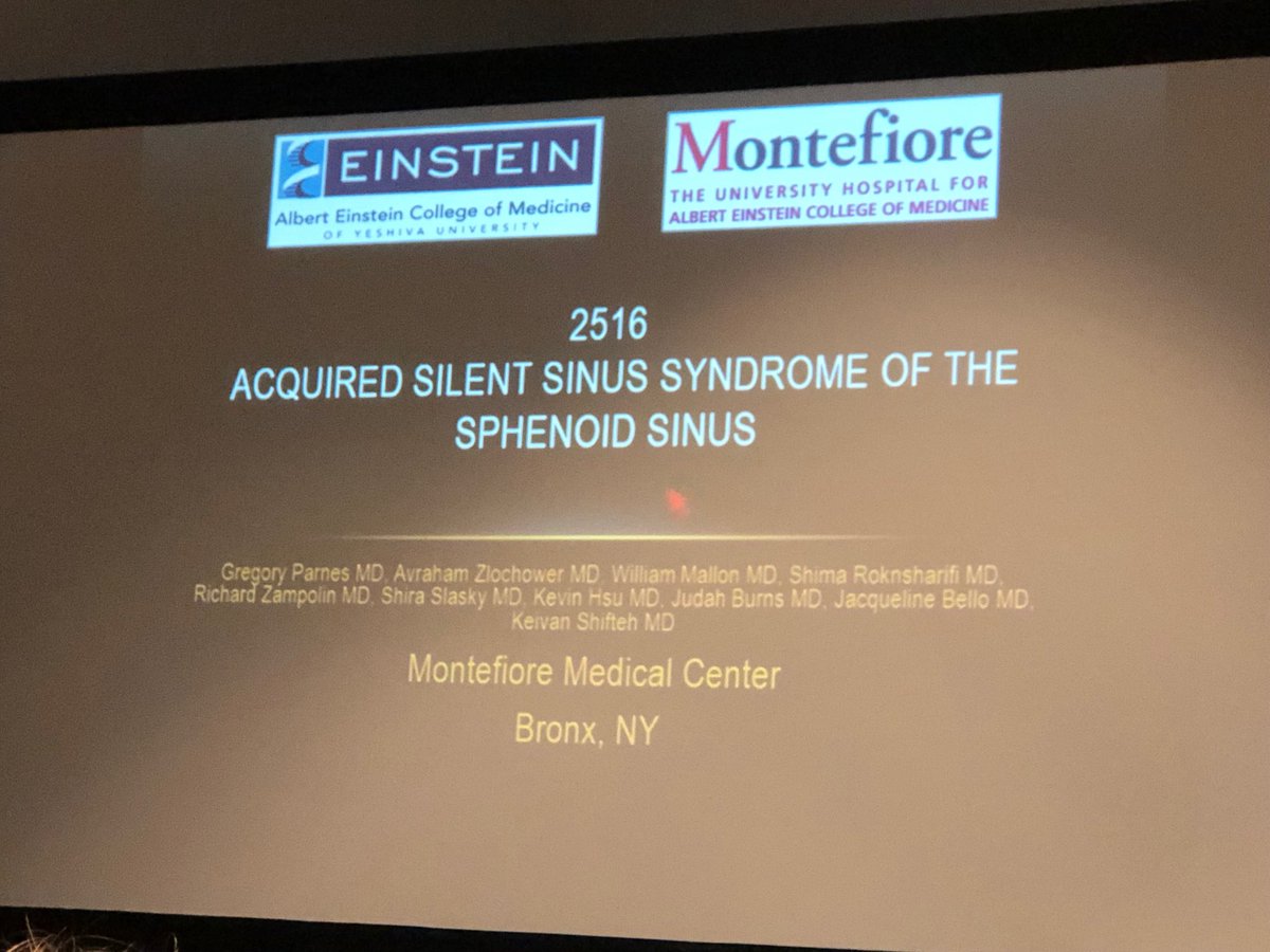 Shira Slasky (@shiraslaskymd) on Twitter photo @ParnesGregory giving a great presentation of a case of silent sinus syndrome of the sphenoid sinus. <a href="/MontefioreRAD/">Montefiore Radiology</a> #ASNR19 @ParnesGregory giving a great presentation of a case of silent sinus syndrome of the sphenoid sinus. <a href="/MontefioreRAD/">Montefiore Radiology</a> #ASNR19