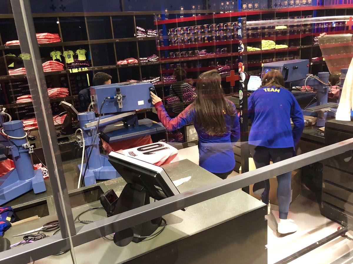 KR_Comms's tweet photo. At the FC Barcelona team store, fans can create custom jerseys with names and numbers produced by @AveryDennison. https://t.co/Ea49EuGCJb