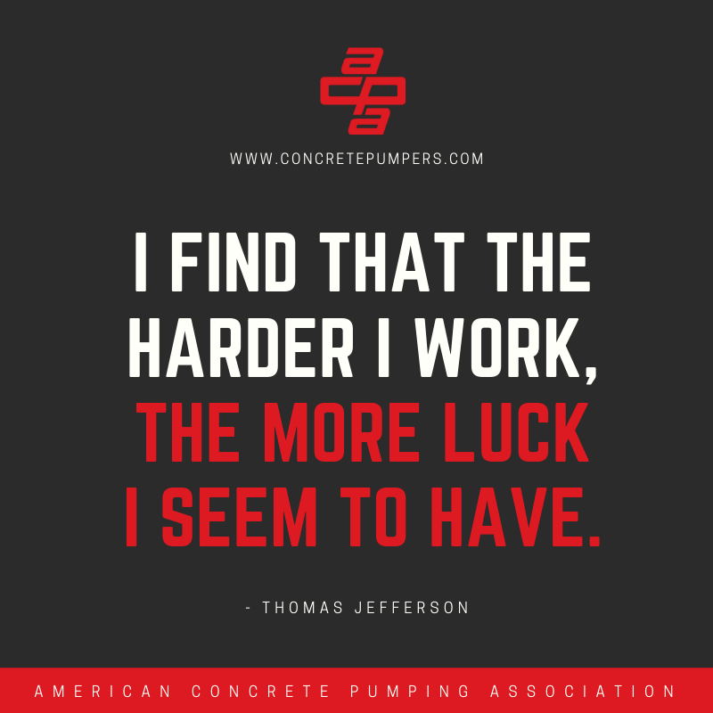 ACPApumpers's tweet photo. ✴️ Happy Hump Day! ✴️
"I find that the harder I work, the more luck I seem to have." - Thomas Jefferson
#WednesdayWisdom #ConcretePumping #ConcretePump #ConcreteConstruction #Concrete #Construction #ACPAcertification #InsistOnIt https://t.co/Wxk4bapY0n