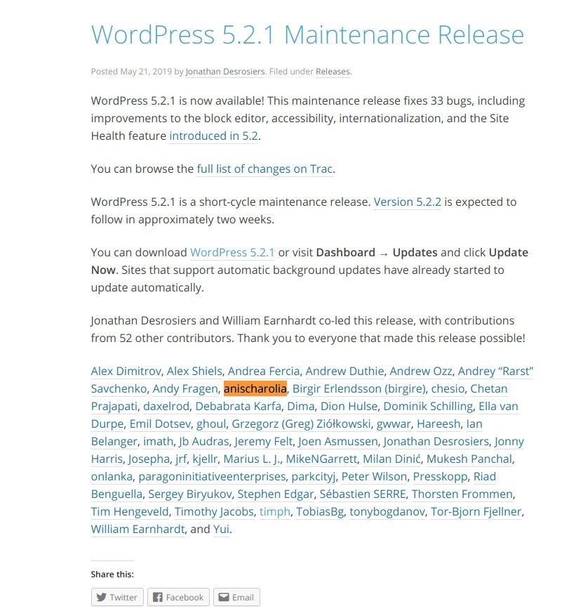 aneesOx_dev's tweet photo. Was a part of wordpress 5.2.1 maintenance release with my little contribution in it.
#WordPress #contribution #wpcontribution https://t.co/9KzxCRzFtC