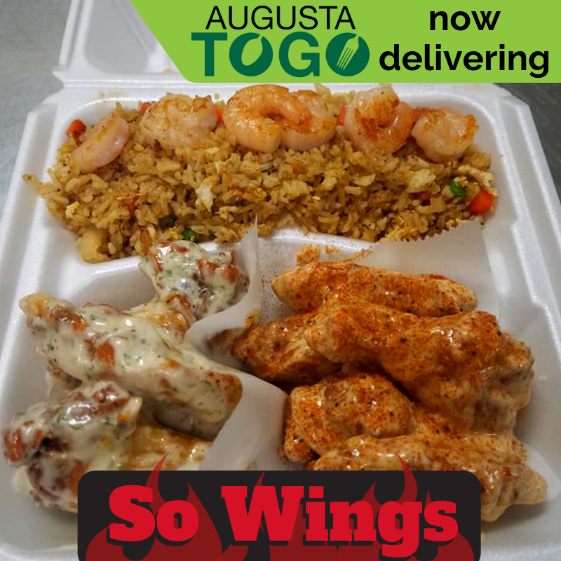 NOW DELIVERING for So Wings! Offering chicken wings &amp; tenders with 18 sauces available! Plus fried fish, shrimp, phillies &amp; more at family-friendly prices. New customers use coupon code TRYUS to waive the $3.99 delivery fee. #sowings #supportlocal #localeatsdelivered #augustatogo