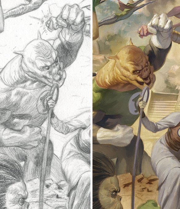 Details from the "Movie Poster" variant cover for "PLANET OF THE APES/GREEN LANTERN" #5 I did a few years back, for @boomstudios . 