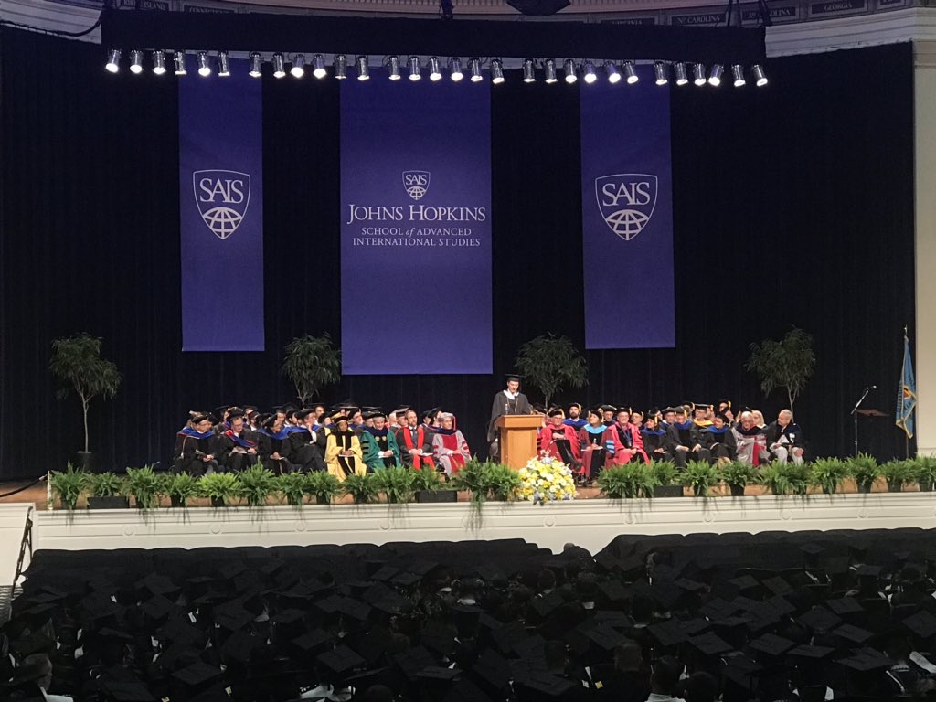 SAISHopkins's tweet photo. Joshua Henderson MA β19, president of the Student Government Association now addressing the Class of 2019! Thanks for all of your hard work this year! #saisgrad19 https://t.co/rY105yZvgD