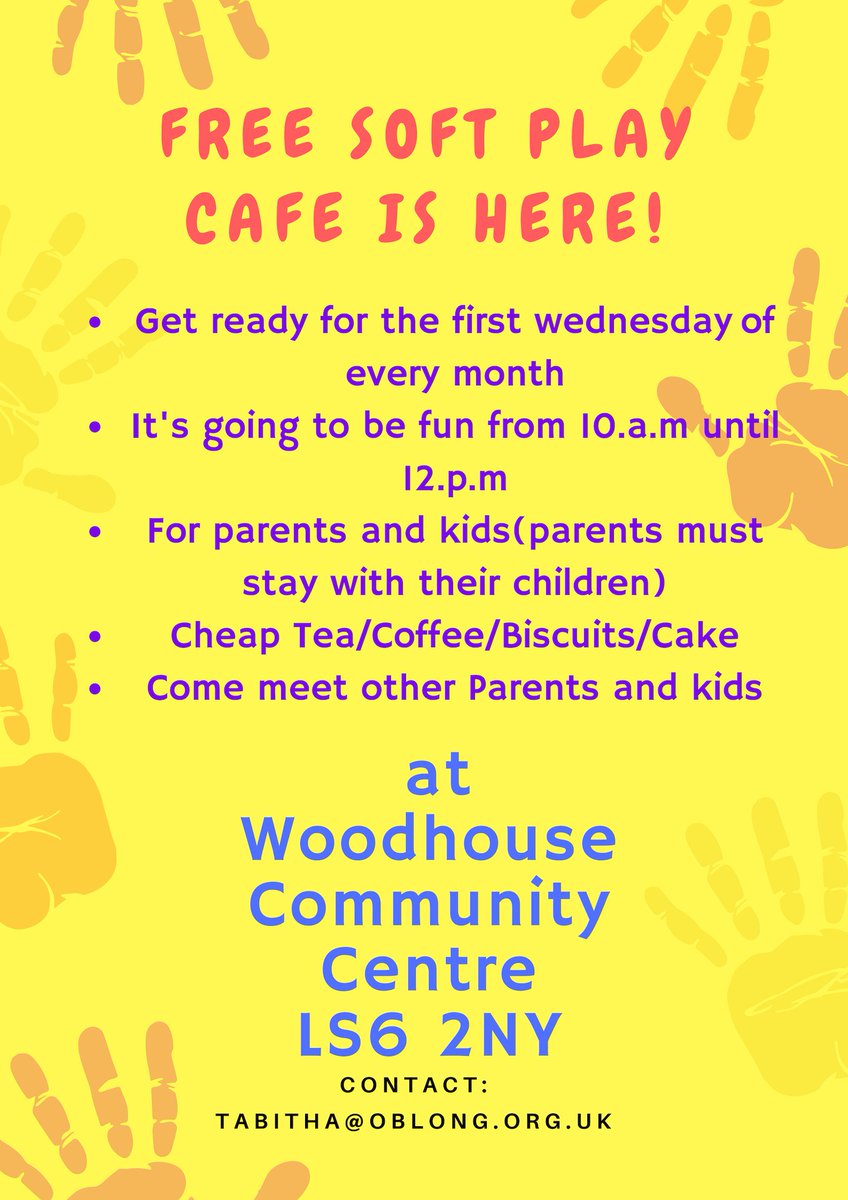 Oblongleeds's tweet image. Soft Play for local parents! 5th June 10am @woodhouseCC we provide equipment, you run the show! get in touch with Tabitha for more info