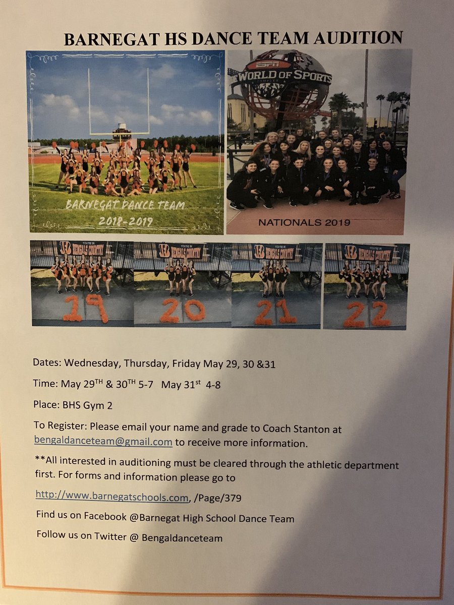 Bengaldanceteam's tweet photo. One week from today ! Come be part of an amazing dance team family! Auditions for the BHS Dance Team &amp; The Brackman MS Dance Team Wednesday May 29th &amp;  Thursday May 30th  5-7 and Friday May 31st  4-8 NEW PHYSICALS or PHYSICALS on FILE must be handed in before tryouts 🧡🖤❤️ https://t.co/LL3Xxm46Fu