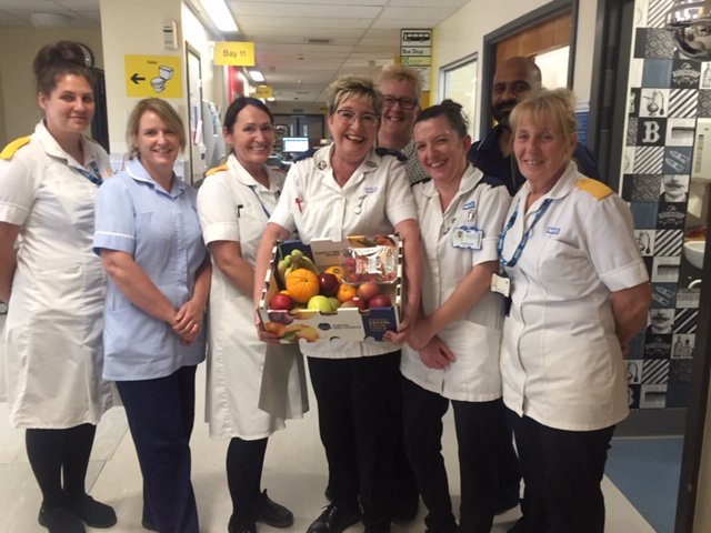 WUTHstaff's tweet photo. Staff from Wards 21 and 38 were delighted to receive a fruit donation from Fine Fruits Direct today. Thanks again for this kind donation. https://t.co/J0Sgv6RCoz