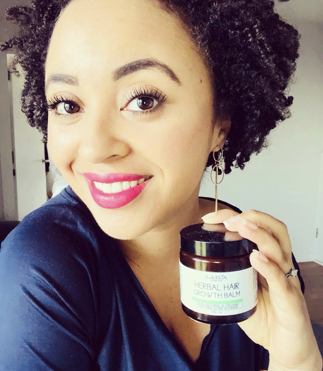 Our natural Hair Growth Balm is 100% natural, containing 33 different herbs 🍃 all known to strengthen and grow hair. This hair care product works to nourish and restore the look of dry damaged hair.  #afrohair #curlyhair #curlyhair #naturalhaircare #nonchemical #4chair