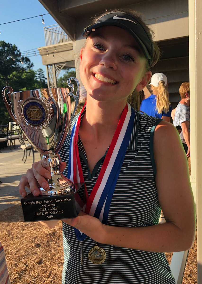 cuttsgolf's tweet photo. CONGRATULATIONS!⛳️
GA State HS 1-A Private Individual Champion Meredith Bennett🥇of Athens Academy shooting a final round 2-under par 71 leading the Spartans to 2nd place team finish🏆in Columbus
#GolfPerformanceCenter@cuttsgolfinstruction
So proud👍🏻WAY TO GO MERE! YOU ROCK!⛳️ https://t.co/MITHDuoycf