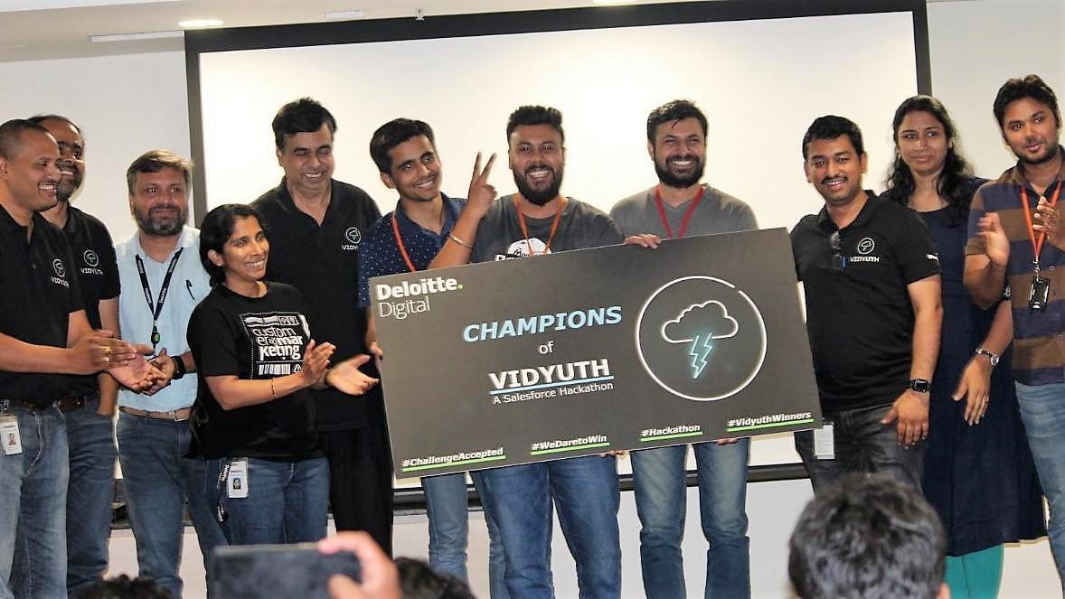 Congratulations to our team in Hyderabad for winning the #Vidyuth #Hackathon! Thank you to <a href="/salesforce/">Salesforce</a>  and <a href="/DeloitteIndia/">Deloitte India</a> for sponsoring the event