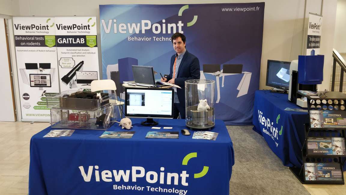 ViewpointBehav's tweet photo. Excited to support #NeuroFrance2019, thank you for this wonderful venue @SocNeuro_Tweets! Come talk with us on booth 18 about your #Rodent with #Videotrack, #Zebrafish with the #Zebrabox or any behavioural research and how we can help you. https://t.co/Yp7P5ulOHo