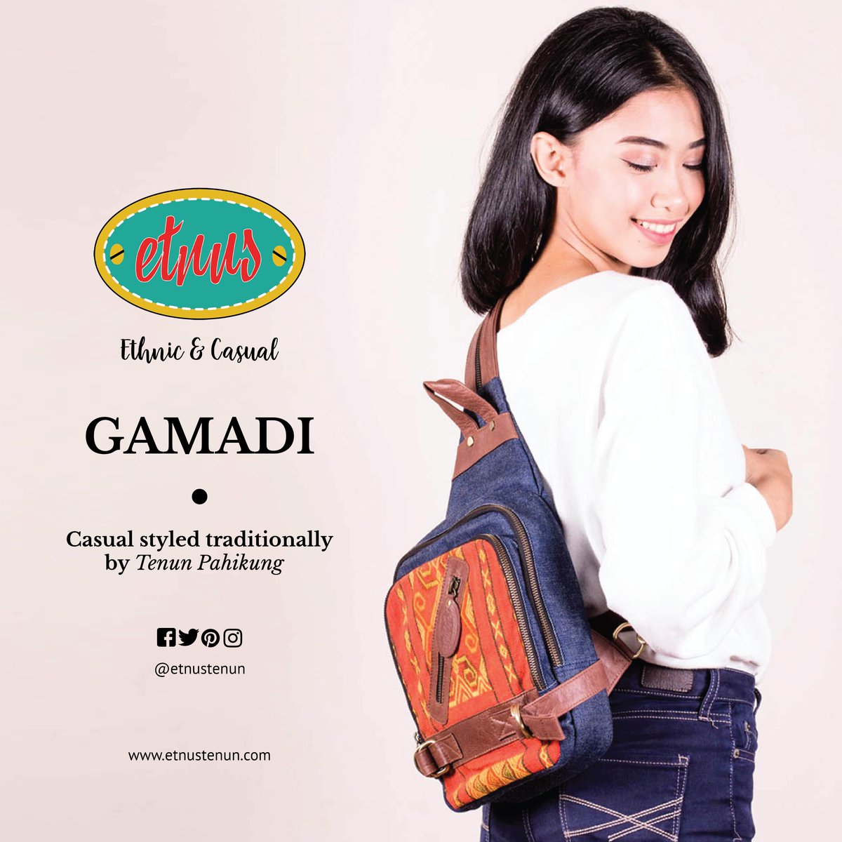 You know you are an adventurous woman if you take this GAMADI by Etnus Tenun out
with you!
#casualbag
#backpackforwoman
#casualbackpack
#casualstyle
#ethnicstyle
#denimbag
#tasetnik
#tasranselwanita
#giniginigoonline
etnustenun.com/woven-bags/gam…