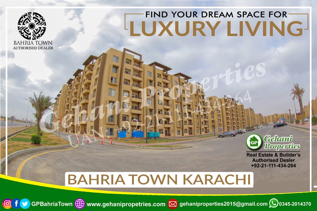 GPBahriaTown's tweet photo. #BahriaApartments #Karachi - #Experience a #privileged #lifestyle #surrounded by soothing and #green vistas.
#LuxuryApartments
#BahriaTown #Karachi #BahriaTownKarachi #GehaniProperties
#MalikRiaz #CEOBahriaTown #AliMalikRiaz #ShahidQureshi #Luxury #Living #Enjoy #LifeDestination https://t.co/goPmChpx8U