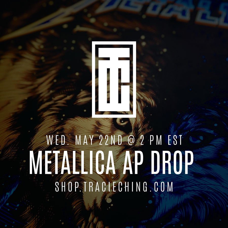 tracieching's tweet photo. Artist proofs of my @metallica prints drop TODAY (Wed., May 22nd) at 2pm EST. Quantities are small, so get ready! https://t.co/VJMmwn3X2d

#MetInZurich #metallica #illustrator #illustration #drawing #metallica #metal #music #poster #gigposter #tourposter https://t.co/GlObr1jbmM
