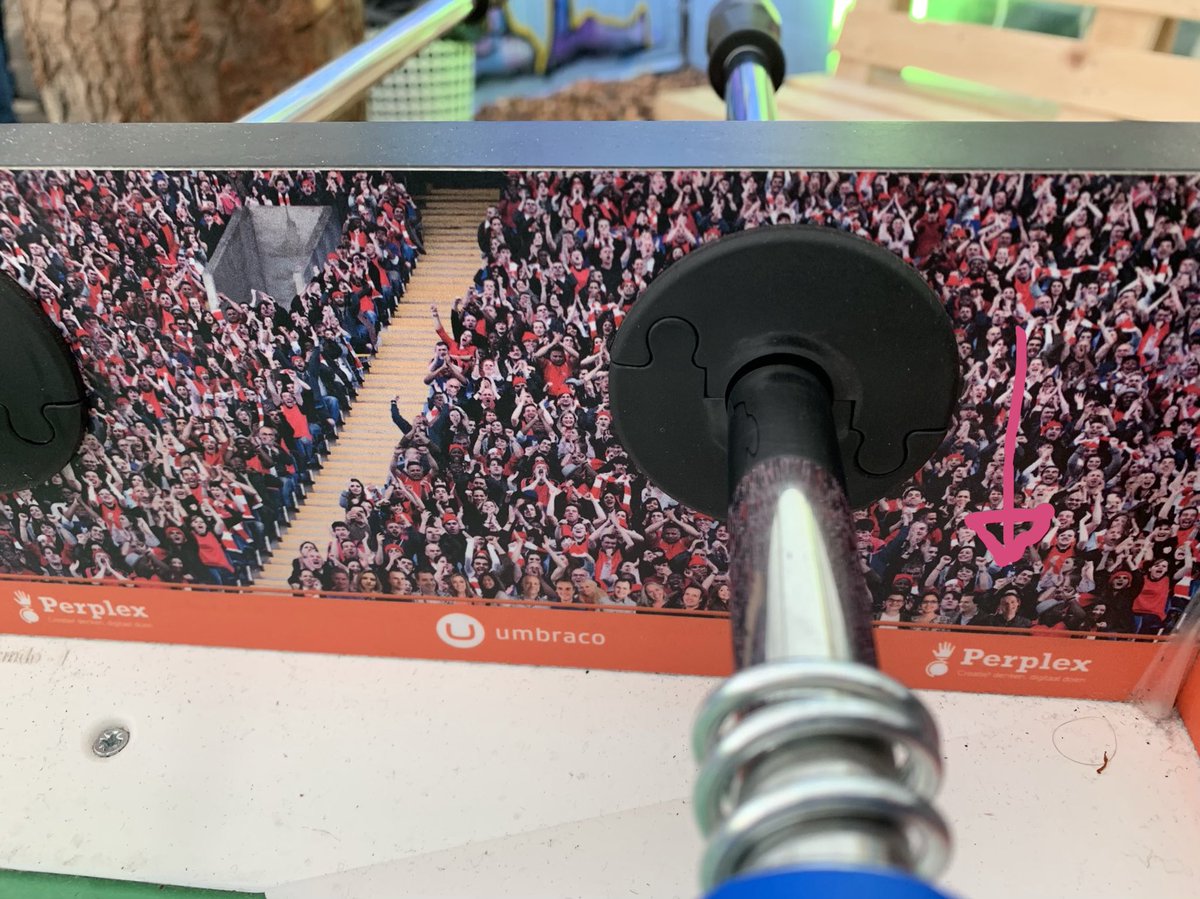 JeffreyPerplex's tweet image. Look who’s in the audience of the Umbraco fussballtable! It’s a eight year younger version of me :) #perplex