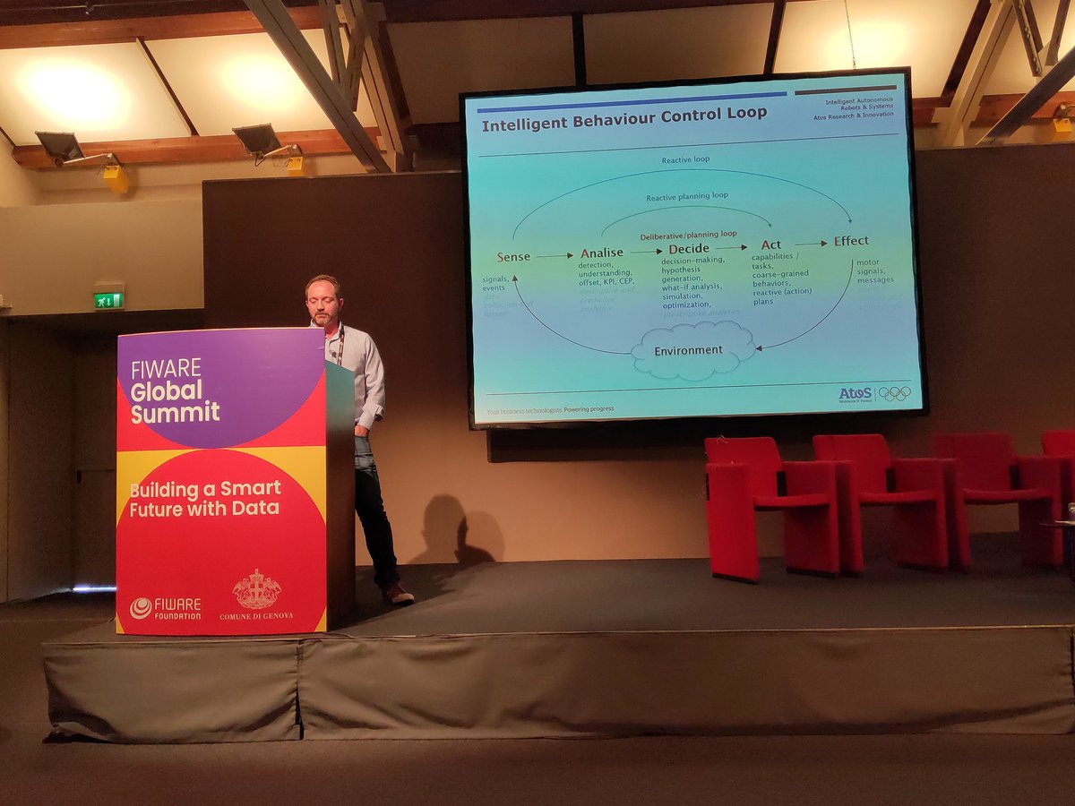 jesusbenedicto's tweet photo. Cloud Robotics with AWS Robomaker and @FIWARE.? Yes, it is possible. @oavilagarcia1 from @AtosES is showing how to do it. Great presentation!! #FIWARESummit #AI @AriMarcomm #Robotics https://t.co/2Ad74DQneQ