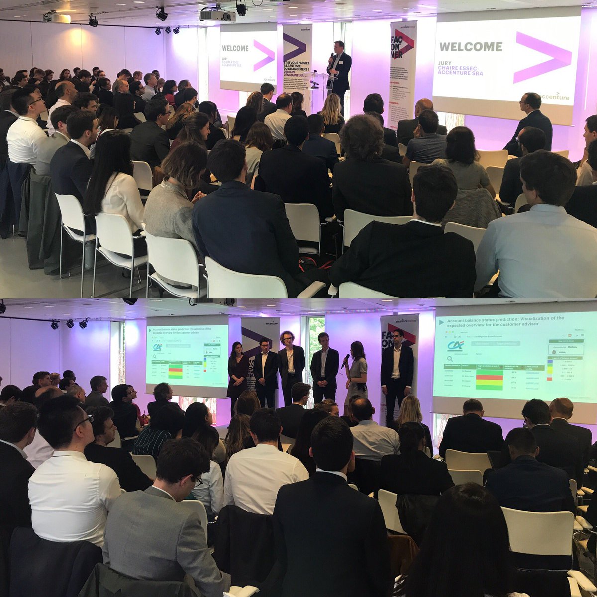 QuentinPakula's tweet photo. L’heure du Jury Final est arrivée pour notre Chaire @AccentureFrance x @essecanalytics ! Les 60 étudiants présentent aujourd’hui plusieurs mois de travail devant les 10 clients data providers @AccentureJobsFR @essec https://t.co/0dQ5kV5iIN