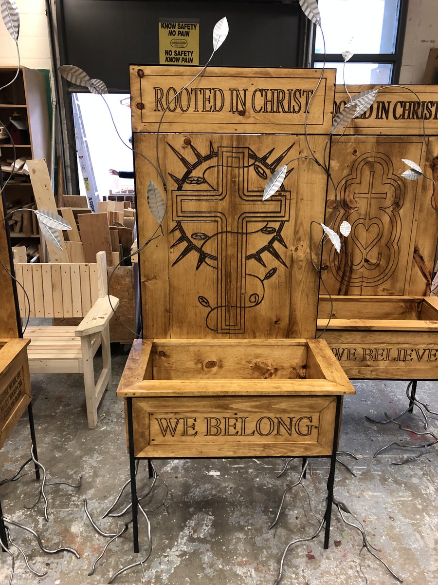 romeroraiders's tweet photo. "We Belong, We Believe &amp; We Become Celebration" at Cardinal Carter.

@romeroraiders &amp; @marywardsac students created these beautiful planters based on the Rooted In Christ theme.  What a wonderful expression of belonging, inclusion &amp; friendship between our schools! ❤️ https://t.co/1cyVl7Ah8N
