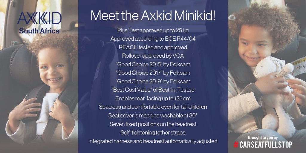 Car seat age 6 months - 6 years ✔️ Swedish plus tested ✔️
Extended rear facing ✔️
Seatbelt installation to 25kg ✔️
7 headrest heights ✔️
5 recline angles ✔️
Award winning ✔️
#BudgetFriendly ✔️
#AvailableInSA June/July ✔️
Orders open info@axkid.co.za ✔️