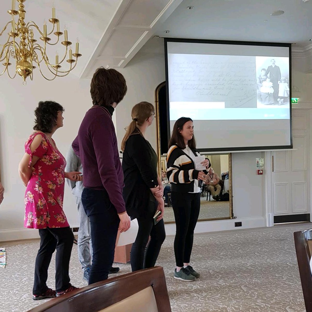 lucyajmmoore's tweet photo. @presparty discussing their #ww1 #civilianinternment project @LivingLegacies3 funded by @ace_thenorth @ukgconnection via @LeedsMuseums &amp; @CSternberg1 - the group presented their research &amp; how working internationally impacted on them! @MuseumsAssoc https://t.co/QXS8Ldysic