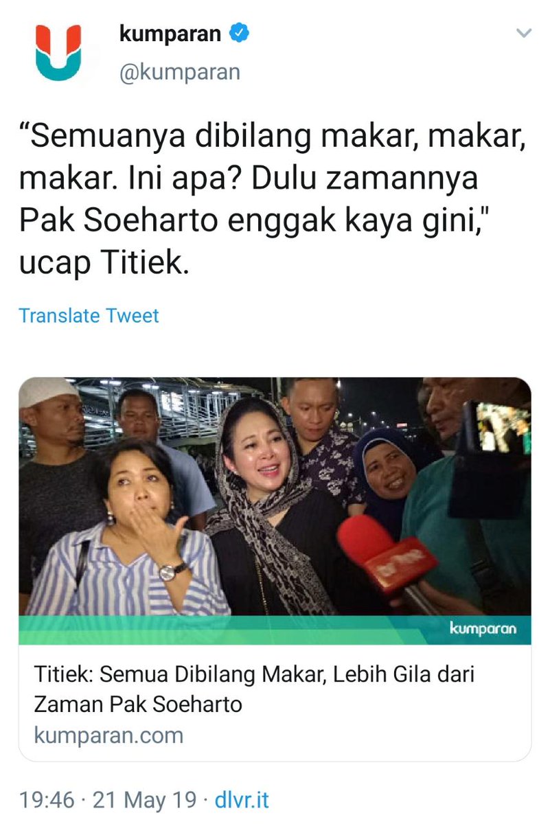 Kamu tidak tahu malu mbak. Bapakmu dulu "pembunuh demokrasi" kok gak mikir. Dulu jaman bapakmu kuasa, buruh demo dibunuhin, demo investasi busuk digebukin, protes kebijakan dituding PKI dan makar. Kok gak tau malu kamu?