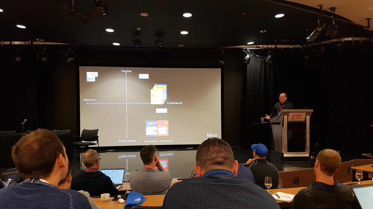 frederikheld's tweet photo. @scottwambler giving some context to his opening keynote at #xp2019. "I learned that lightweight #sw #development works observably better than process heavy development" #MethodPrison #NoEstimates https://t.co/rwh1uXKhjD