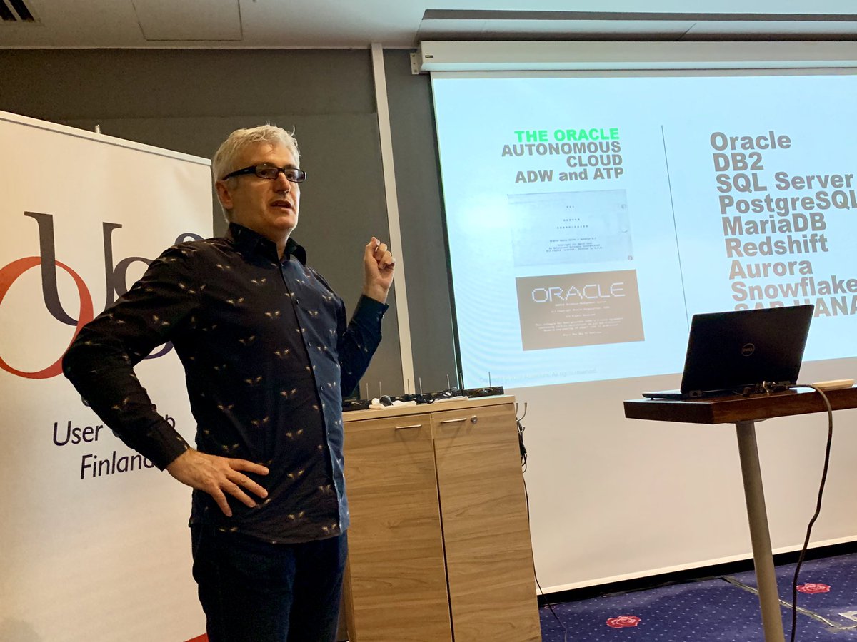 francescmaspuig's tweet photo. @JulianDontcheff presenting new funtionalities introduced by the most common relational databases on #FSDC2019  @FsdcFi. Interesting conclusions when you see the database history with perspective @AccentureTech @Enkitec https://t.co/43ZvwP2FSK