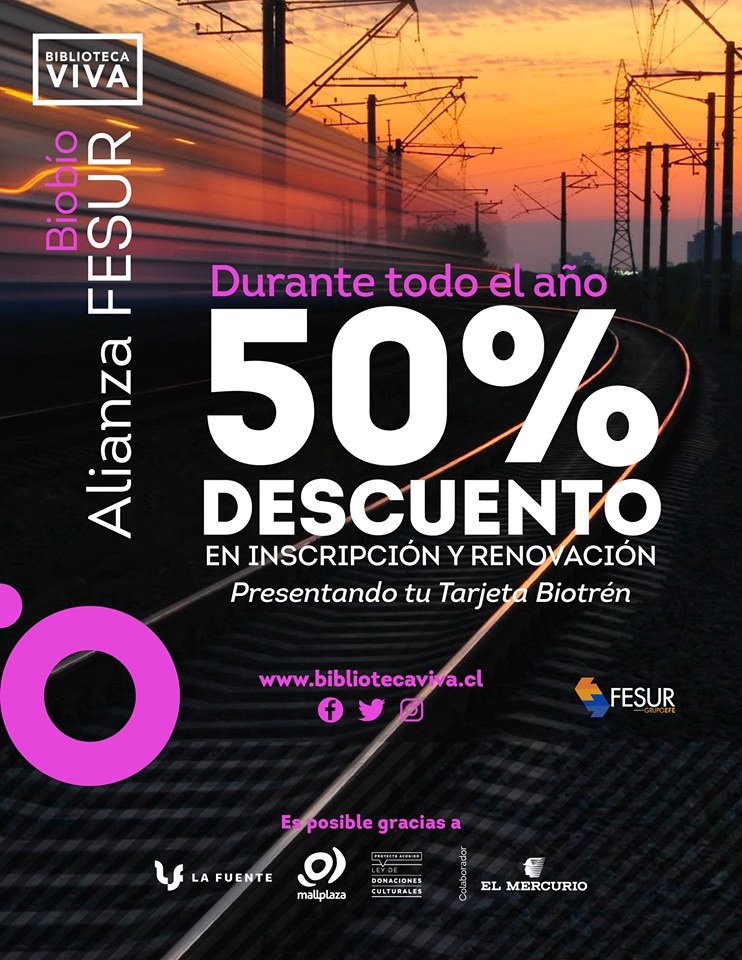 EFE_Biotren's tweet photo. #BioLectores 🚆📙
¿Sabías que tienes 50% descuento en la suscripción en Biblioteca Mall Mirador Biobío presentando tu #TarjetaBiotren?
*Descuento válido para suscripción y renovación. https://t.co/OOSa97EQIt