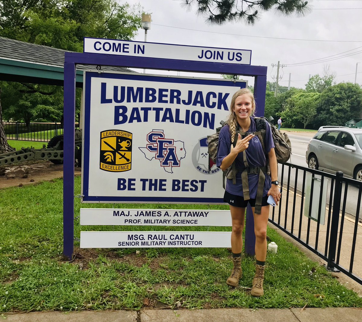 In preparation for Cadet Summer Training (CST) Cadet Sam Stalnaker just crushed her make up 10 mile road march!  After CST,  Sam will attend Nurse Summer Training Program at Fort Bragg, NC and work side by side with practicing Army Nurses.  #armynurse #Sfa23 #sfa22 #sfasu