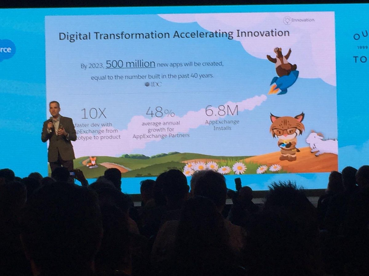 apptituda's tweet photo. #salesforcetour 
Massive surge in app development for app exchange predicted, along with a new manufacturing cloud! https://t.co/3dfwMmK8H4
