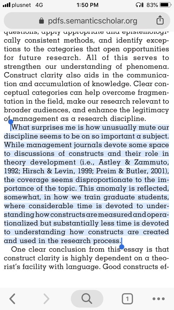 tdingsh's tweet photo. Suddaby’s (2010) piece on construct clarity is on point. Highly recommended. This piece helped me think critically about the use of constructs in my own papers. It will be one of those papers I read multiple times. #AcademicTwitter #ent_research https://t.co/2KgRKxOB7p https://t.co/crPe1B27O4