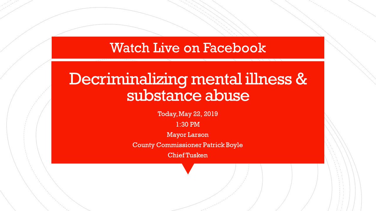 DuluthMNPolice's tweet photo. Watch live on the DPD Facebook page today when @LarsonForDuluth, County Commissioner Patrick Boyle, and @ChiefMikeTusken talk about the collaborative community effort to decriminalize mental illness and substance abuse. #makeitokay https://t.co/1RcePwvlrZ