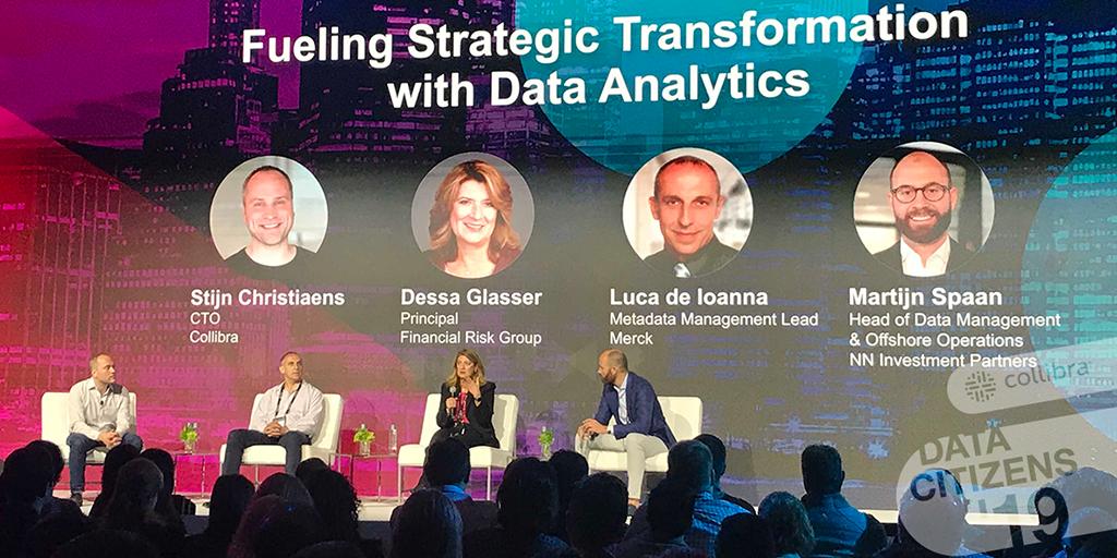 collibra's tweet photo. "Just .5% of all data is analyzed and used. If you can use it and make sense of it, that’s a lot of opportunity." Our CTO @stichris hosts a panel on the #digitaltransformation journey at #datacitizens. #dc19 https://t.co/Pw8gwdT5wW