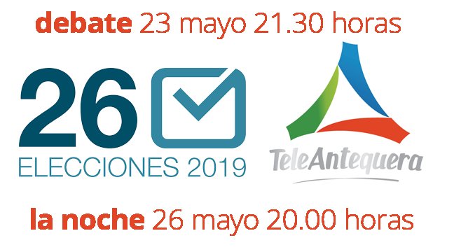 L4EAntequera's tweet photo. Tele Antequera Especiales Elecciones: Debate 23 mayo 21.30 horas | La Noche 26 mayo 20.00 horas https://t.co/wlCQFEkmof https://t.co/EJrDNJnWPj