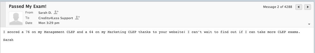 Creditsforless's tweet image. Congrats on passing your #CLEP exam Sarah, to many more !🔥👏