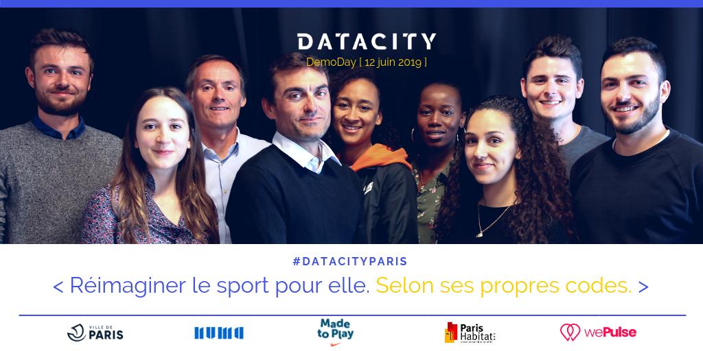 Plus de sport pour les jeunes filles en ville, c'est l'objectif de l'équipe #DataCity avec <a href="/Nike/">Nike</a>, <a href="/Paris_Habitat/">Paris Habitat</a>, la Ville de <a href="/Paris/">Paris</a> et la startup WePulse. 🤸Découvrez leur projet au DemoDay le 12 juin à l'Hôtel de Ville de Paris. Inscrivez-vous sur buff.ly/2XXQekk !