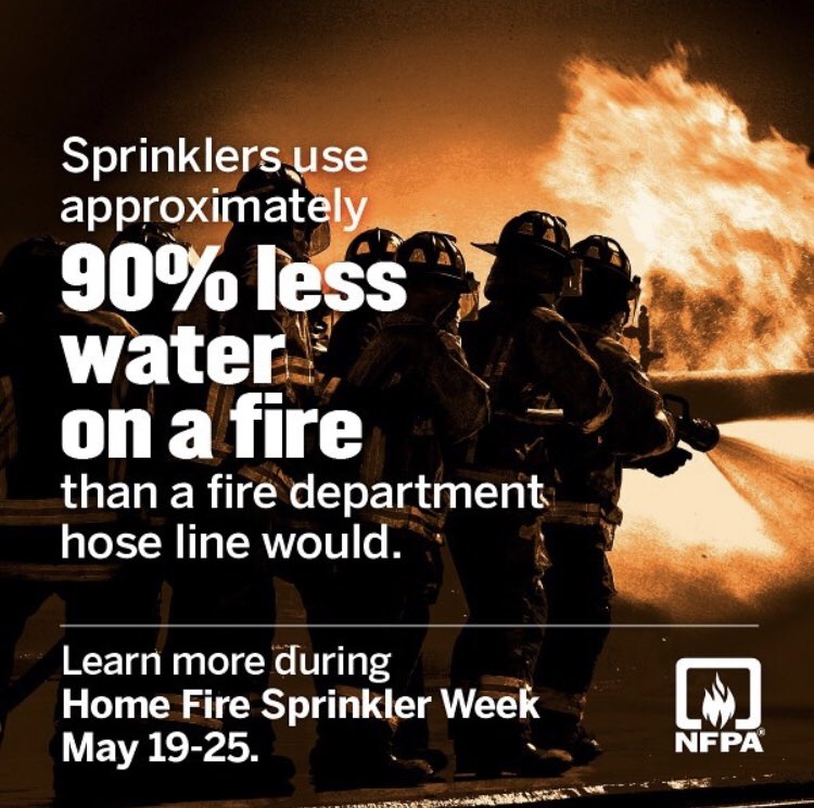 NFPACapituloVE's tweet photo. Sabe ud que los rociadores utilizan 90% menos agua que la utilizada por el cuerpo de bomberos al momento de controlar un incendio? Aprenda más sobre los rociadores en https://t.co/yVpyBVkyWD #NFPA #FireSprinklerWeek https://t.co/eBVjoSJfgz