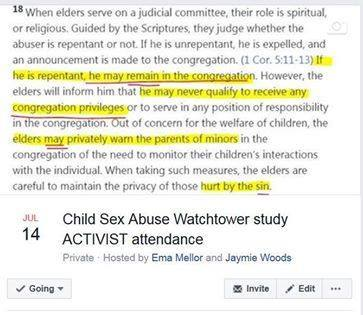 ShaltNotRepent's tweet photo. The event is now made public
Please share it :-)
https://t.co/MgoLkYzcE1
#Watchtower #May2019 #May2019Watchtower #ChildSexAbuse #JehovahsWitness #JW #TwoWitness #TwoWitnessRule #JwOrg #Activist #Apostate #Protest #JwProtest #Jehovah #TheTruth https://t.co/GFz5StQpX6