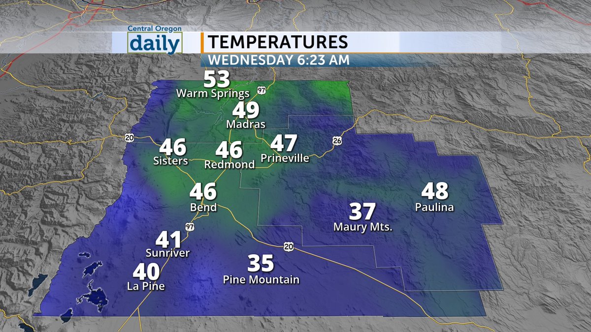 CentralOregonWX's tweet photo. Expect a few more showers today with stronger winds and another change up. Temps will climb into the 60s with a little more sunshine. Here is our #SchoolBusForecast. #ORwx
Online Weather Center >> https://t.co/0QIVgJxqFJ https://t.co/rts0t957KD