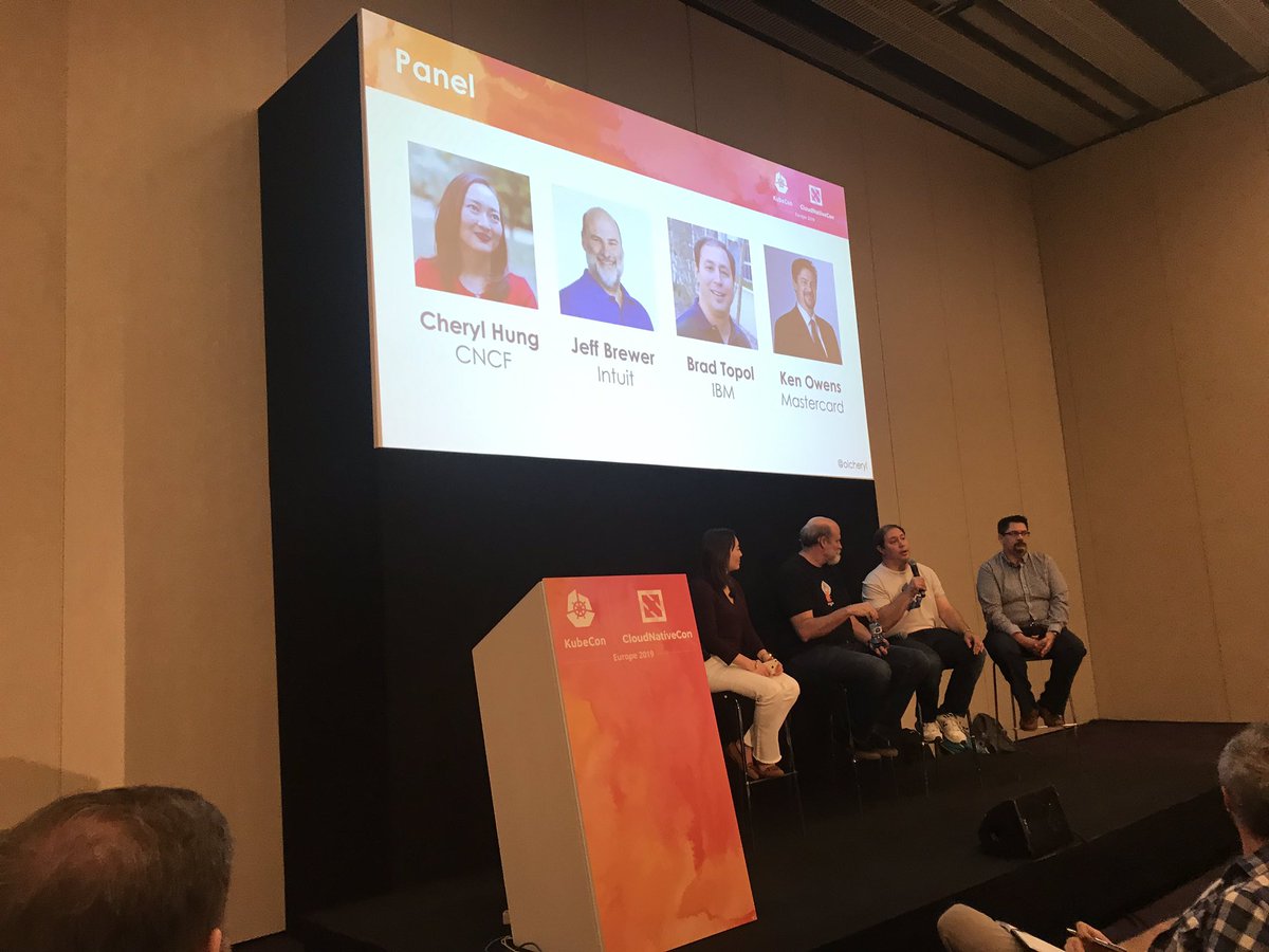 brahmaroutu's tweet photo. Come learn how Cloud Native transforming enterprise applications with a great panel discussion in Room E9. @bradtopol @kubecon #kubecon https://t.co/SvTgyPx3kl