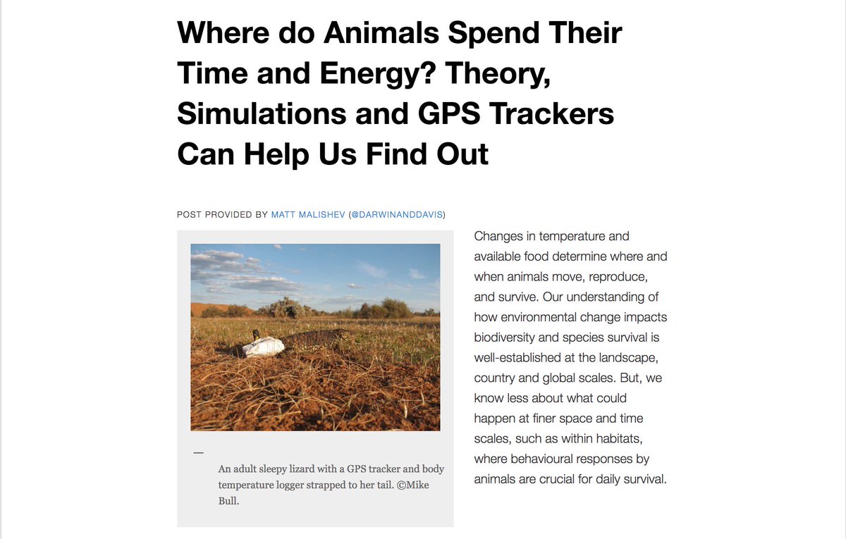 Matt Malishev (@darwinanddavis) on Twitter photo New blog post for our <a href="/MethodsEcolEvol/">Methods in Ecology and Evolution</a> simulation modelling paper shortlisted for the 2018 Robert May prize <a href="/BritishEcolSoc/">British Ecological Society</a> showing food and microclimates interact to constrain animal movement and home range patterns w/ @ecophys methodsblog.com/2019/05/22/mov… New blog post for our <a href="/MethodsEcolEvol/">Methods in Ecology and Evolution</a> simulation modelling paper shortlisted for the 2018 Robert May prize <a href="/BritishEcolSoc/">British Ecological Society</a> showing food and microclimates interact to constrain animal movement and home range patterns w/ @ecophys methodsblog.com/2019/05/22/mov…