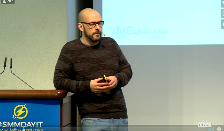 RobZarpellon's tweet image. Il papà di @Adespresso @MassimoCw a #SMMdayIT  mostra l'esperienza del funnel con pratici consigli su azioni da fare su @facebook , @instagram  e uno sguardo sul futuro : UP per #privacy #intelligenzaartificiale #storytelling