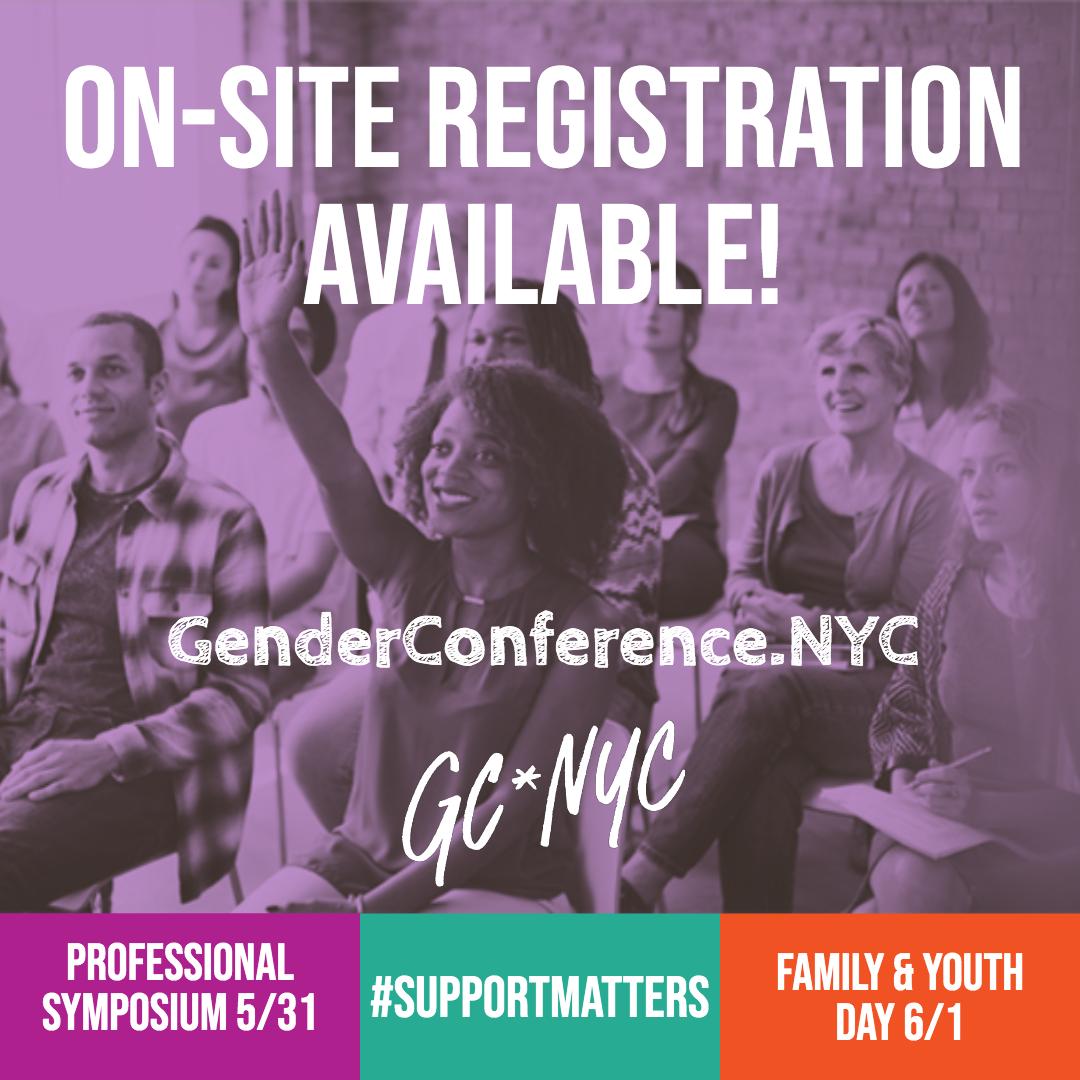 genderconfnyc's tweet photo. Onsite registration is available for both our 5/31 Professional Day and our 6/1 Family &amp; Youth Day.

Contact our Registration Coordinator at registration@genderconference.nyc to reserve a spot. Or just come on out and join us!

 https://t.co/rutRow0oAK https://t.co/jiaoty5B8Z